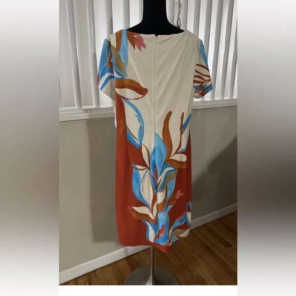 R&M Richards Cream and Orange Midi Dress - Picture 3 of 4